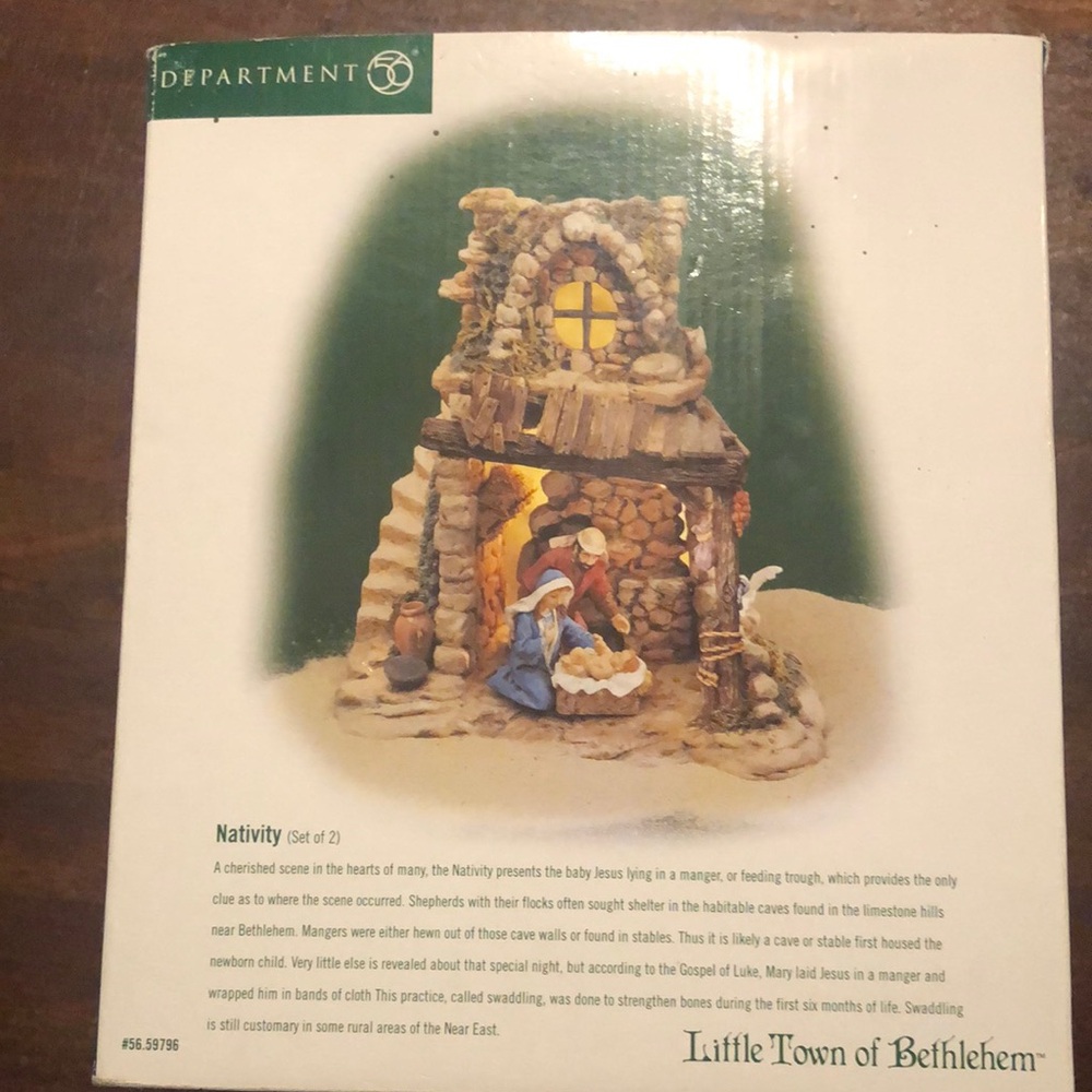 CHRISTMAS DEPT 56 VILLAGE NATIVITY SET of 2 LITTLE TOWN of BETHLEHEM W/BOX
